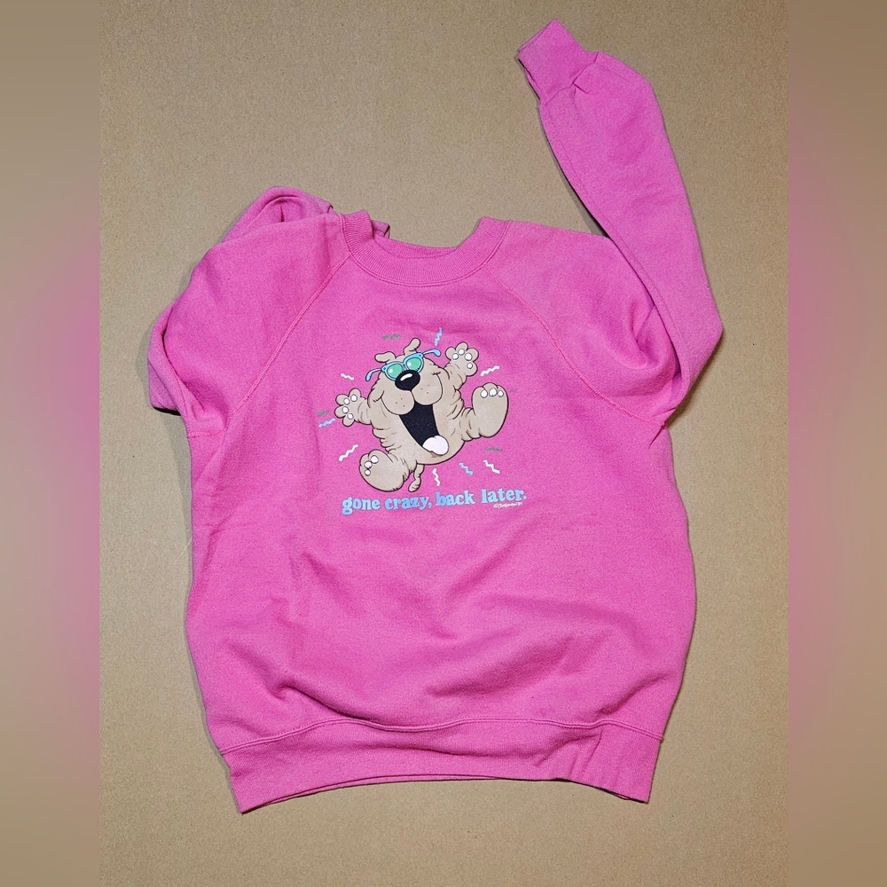 Vintage 80s Jim Benton Gone Crazy, Back Later Dog Crewneck Fleece Sweatshirt.
